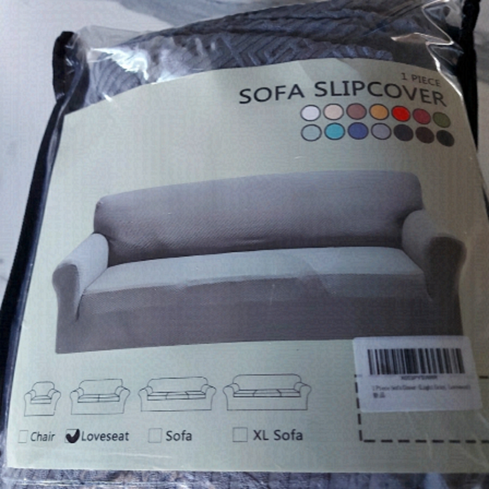 Loveseat Sofa Slipcover Stretch Furniture Protector Gray Neutral Home Decor